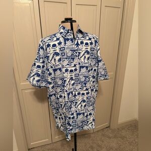 Vintage sun dog Nautical Blue and White Men's Casual Shirt